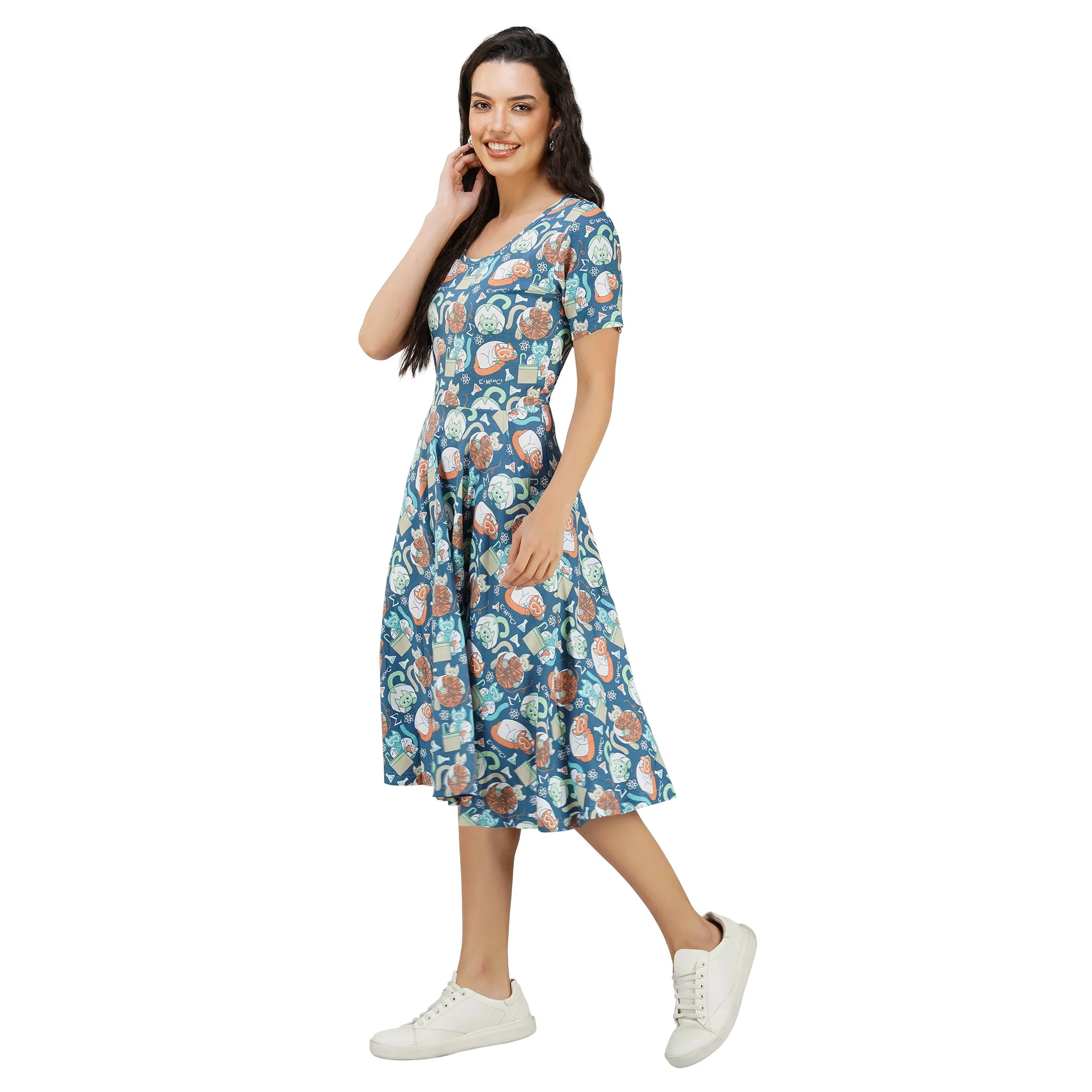 Science Cats Twirl Dress