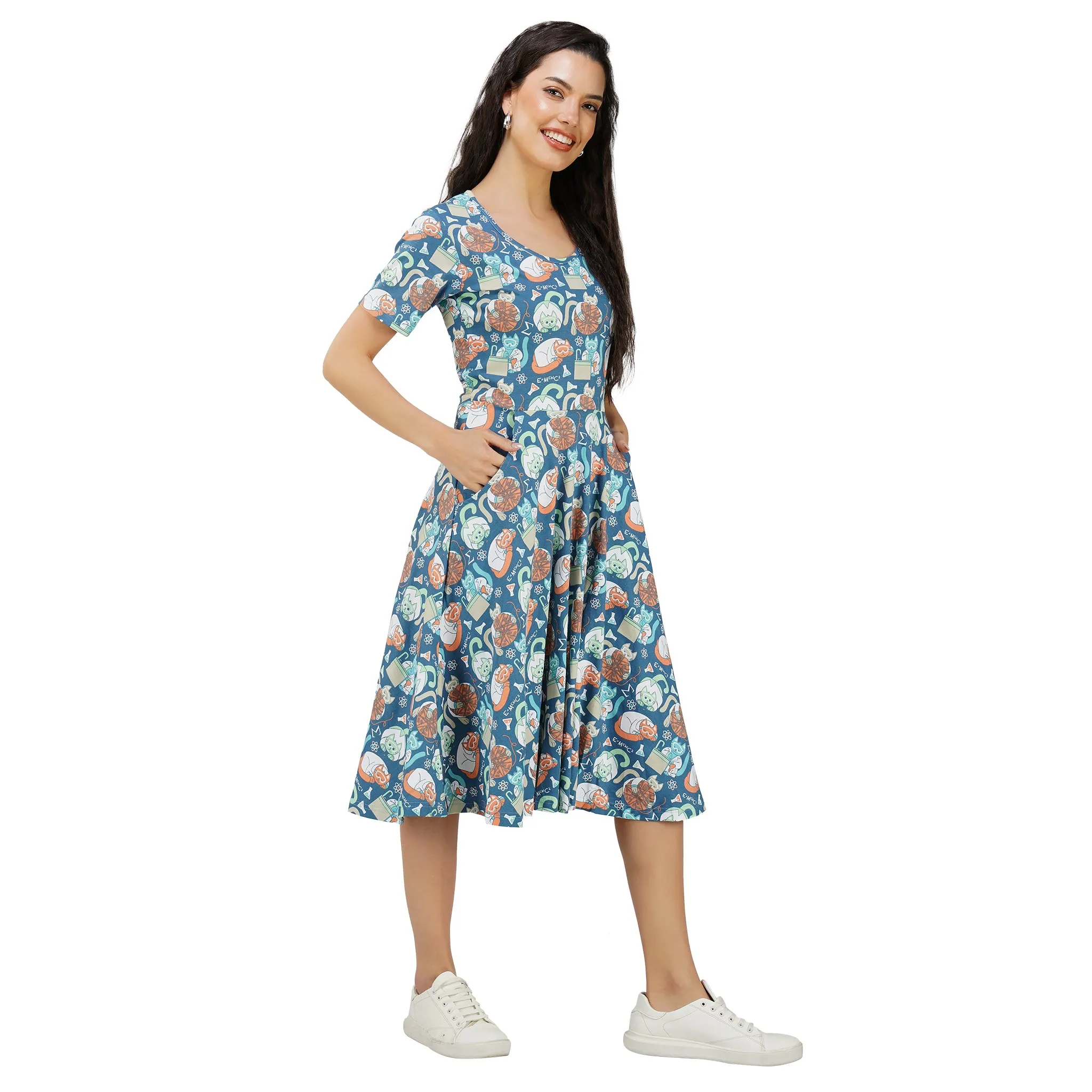 Science Cats Twirl Dress