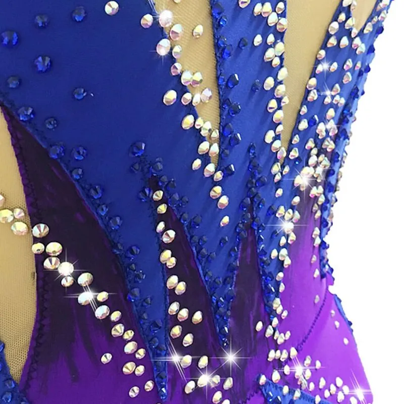 SK557 Adult-Childs Artistic- Rhythmic Gymnastics Leotards - Jeweled- Long Sleeve Figure Skating Dress