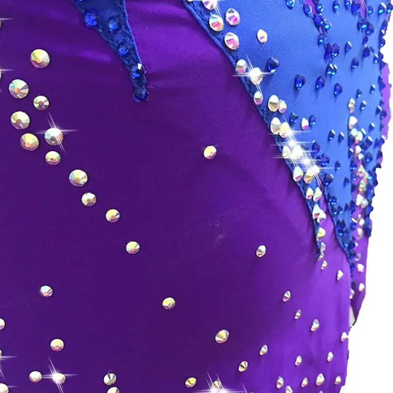 SK557 Adult-Childs Artistic- Rhythmic Gymnastics Leotards - Jeweled- Long Sleeve Figure Skating Dress