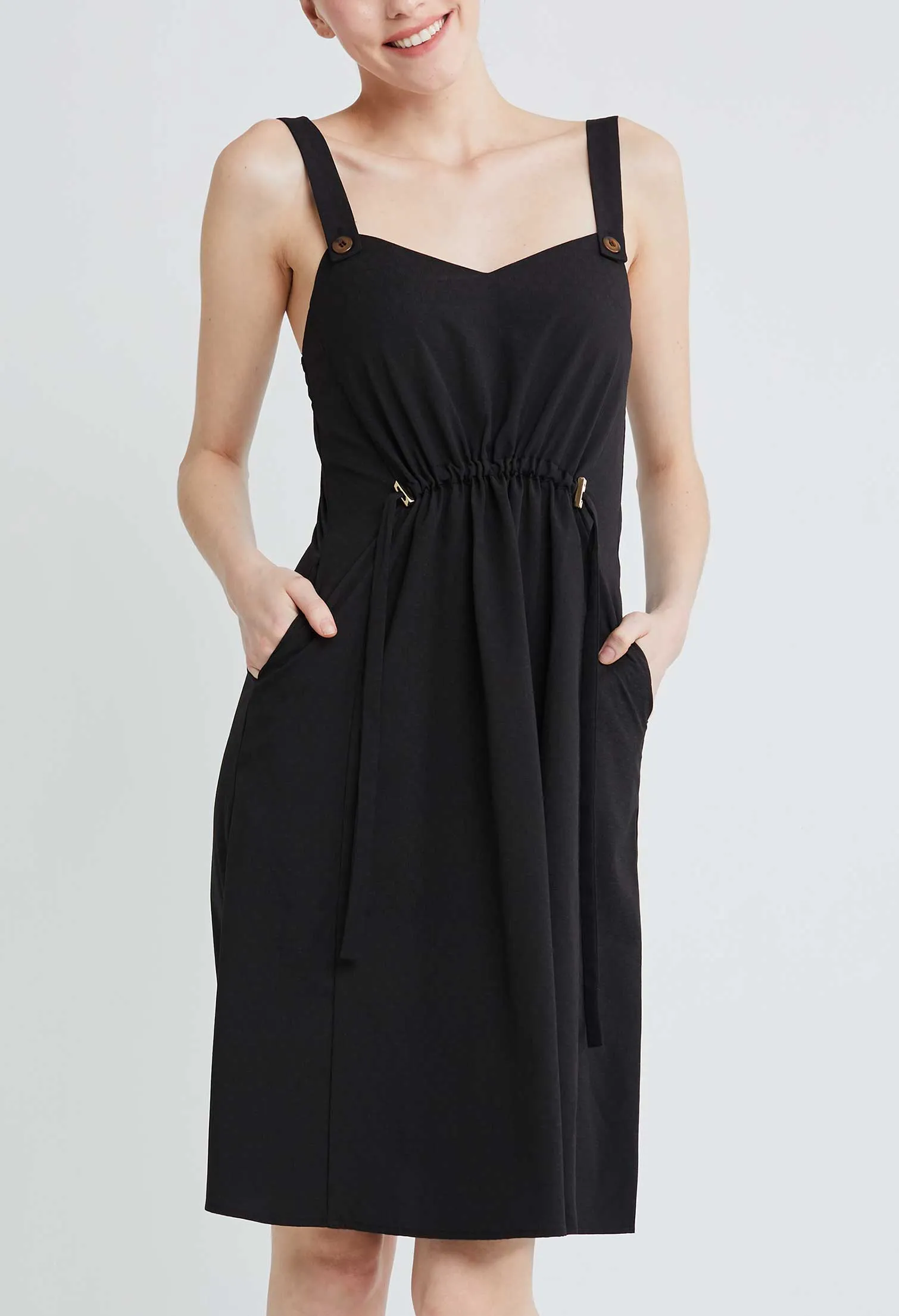 Stop-knotch Cinched Waist Sweetheart Neckline Dress