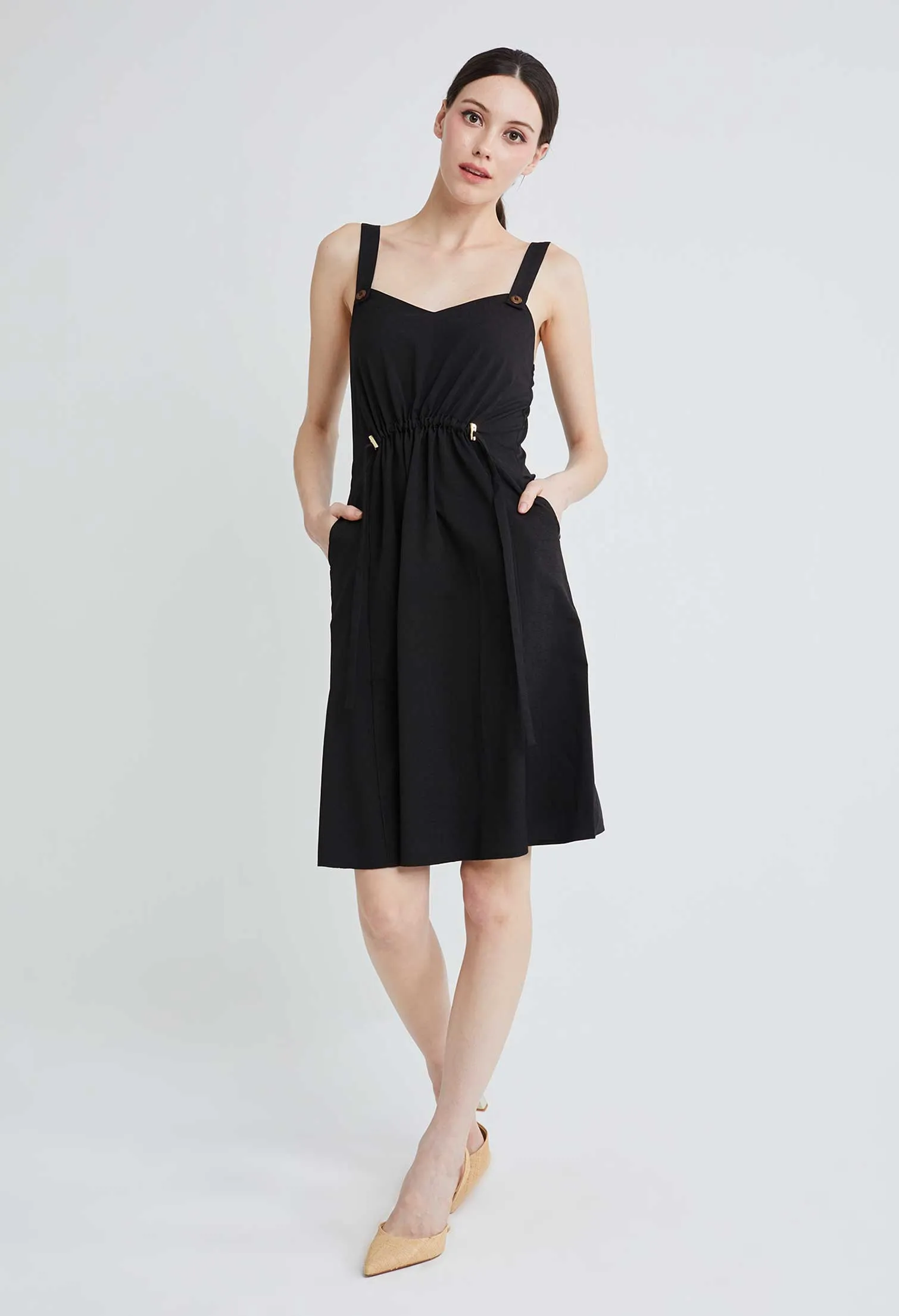 Stop-knotch Cinched Waist Sweetheart Neckline Dress