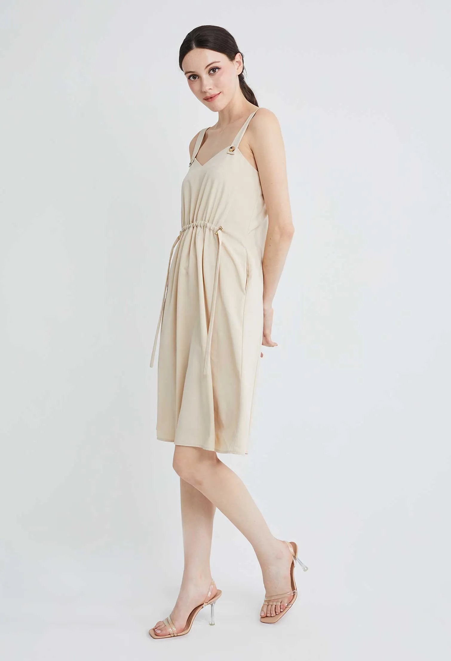 Stop-knotch Cinched Waist Sweetheart Neckline Dress