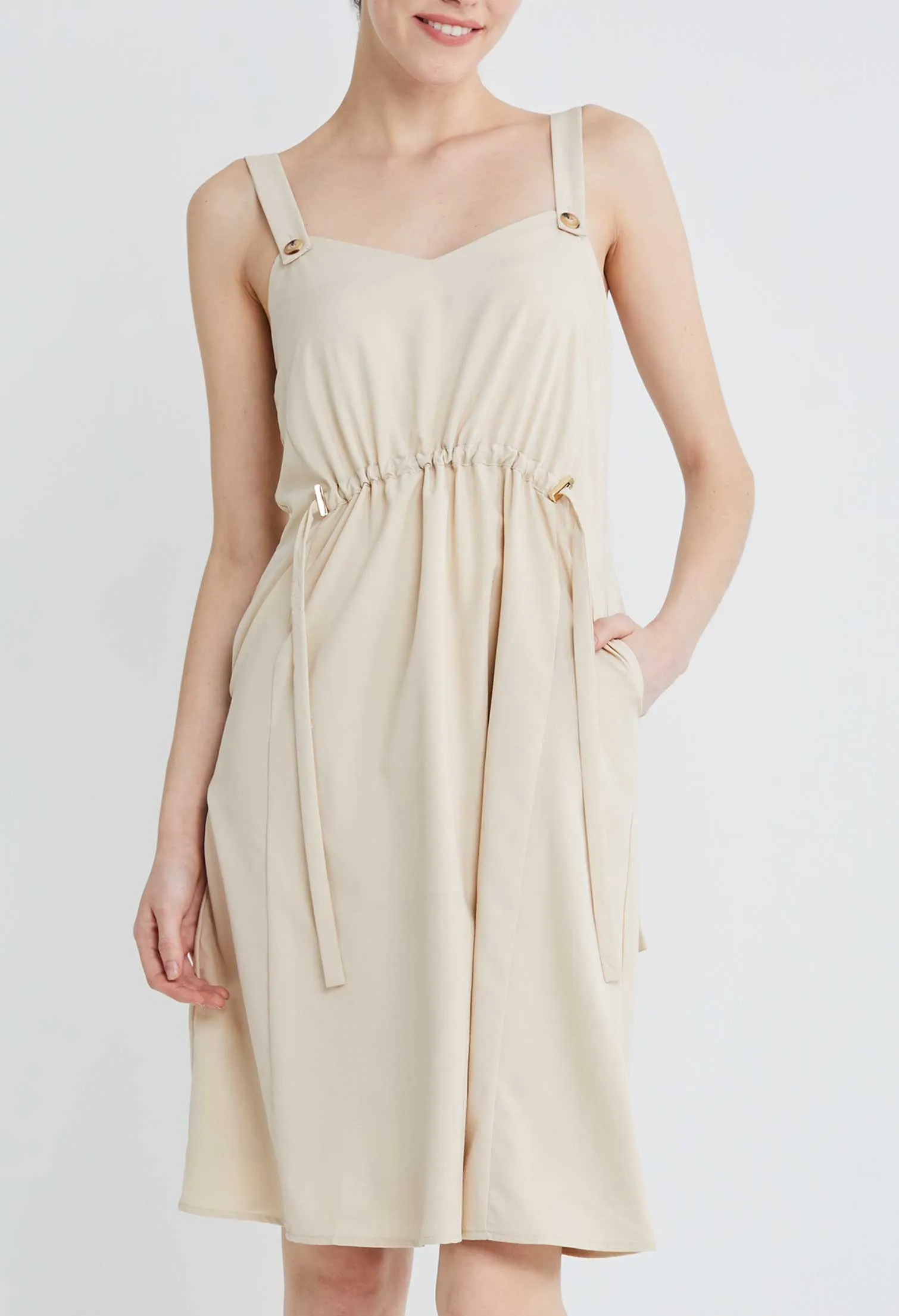 Stop-knotch Cinched Waist Sweetheart Neckline Dress