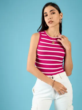 Stretchable Ribbed Sleeveless Crop Top