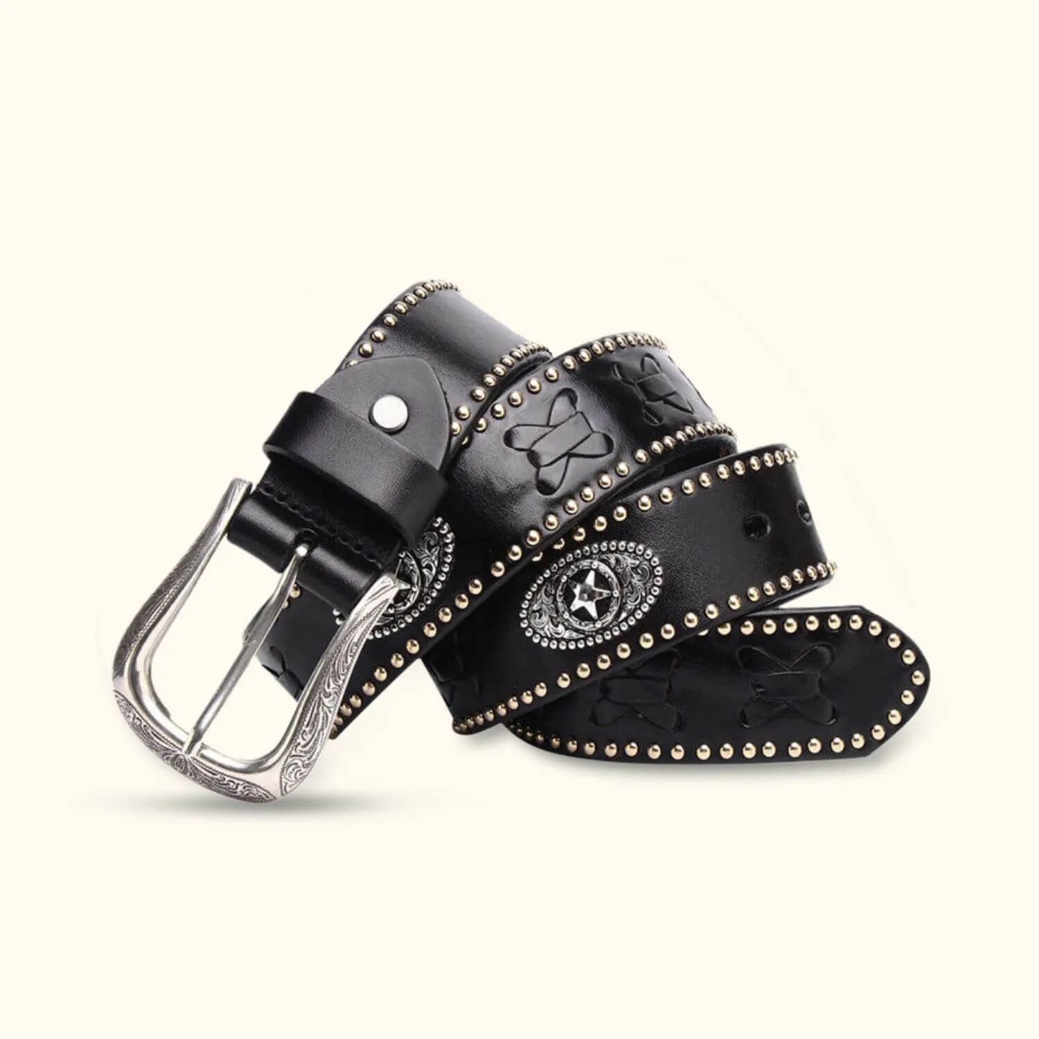 The Broken Banjo - Studded Leather Belt