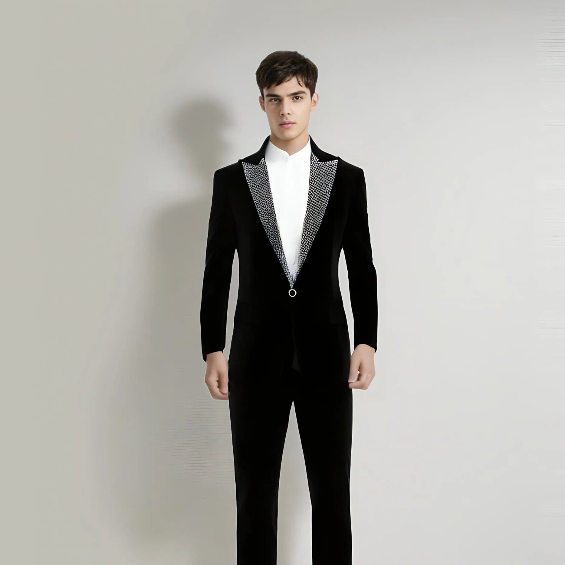 The Riviero Crystal Slim Fit Velvet Blazer Suit Jacket