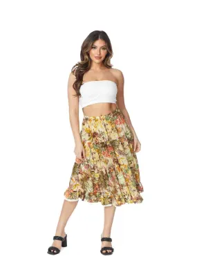 Tianello Georgette Tropical Safari "Prairie" Skirt