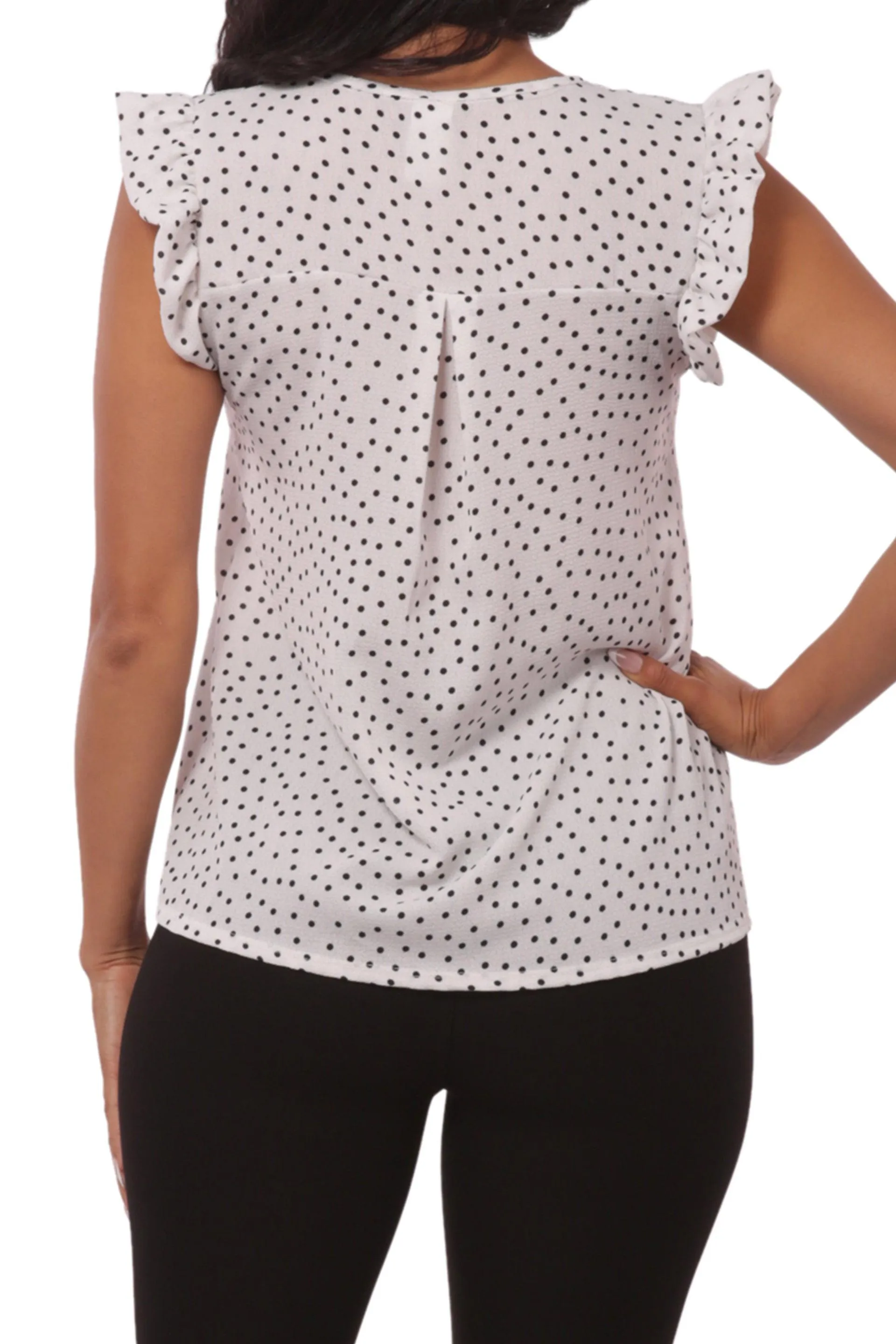 Tops With Ruffle Armhole Detail - White