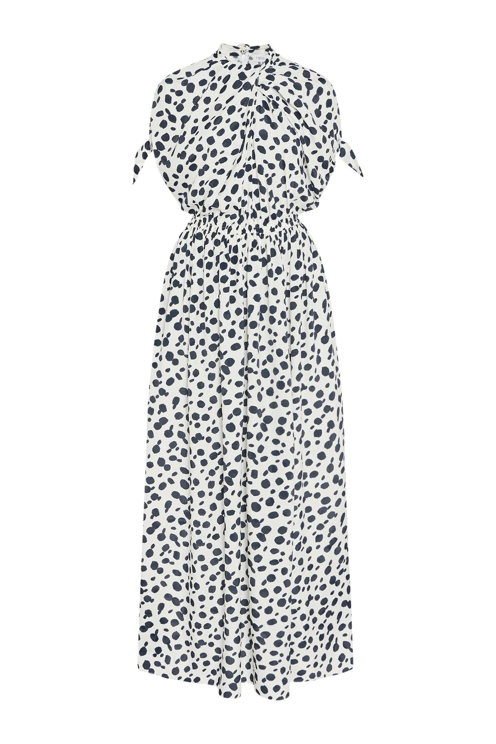 TWIST NECK TIE DRESS - ANIMAL POLKA DOT