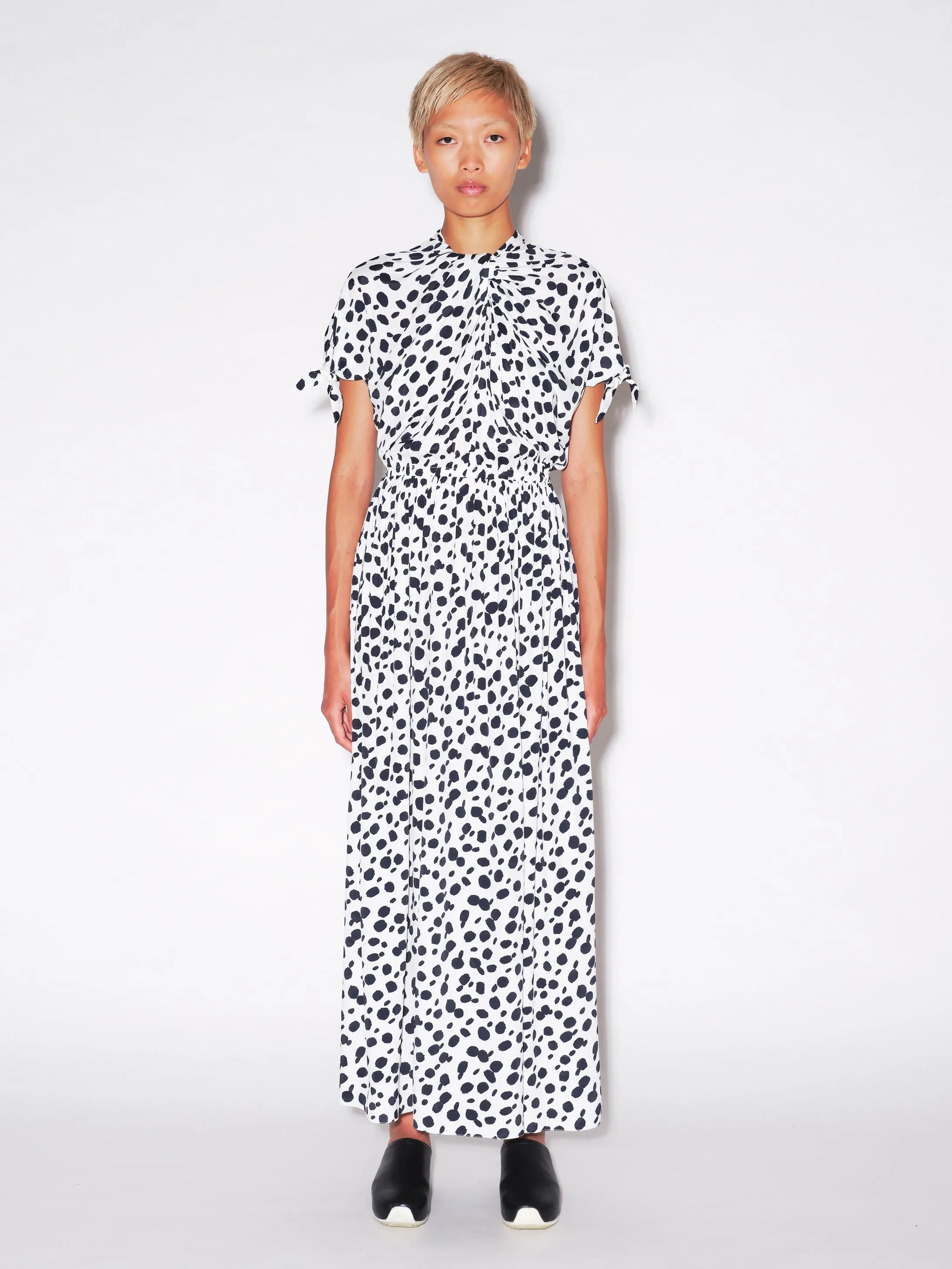 TWIST NECK TIE DRESS - ANIMAL POLKA DOT