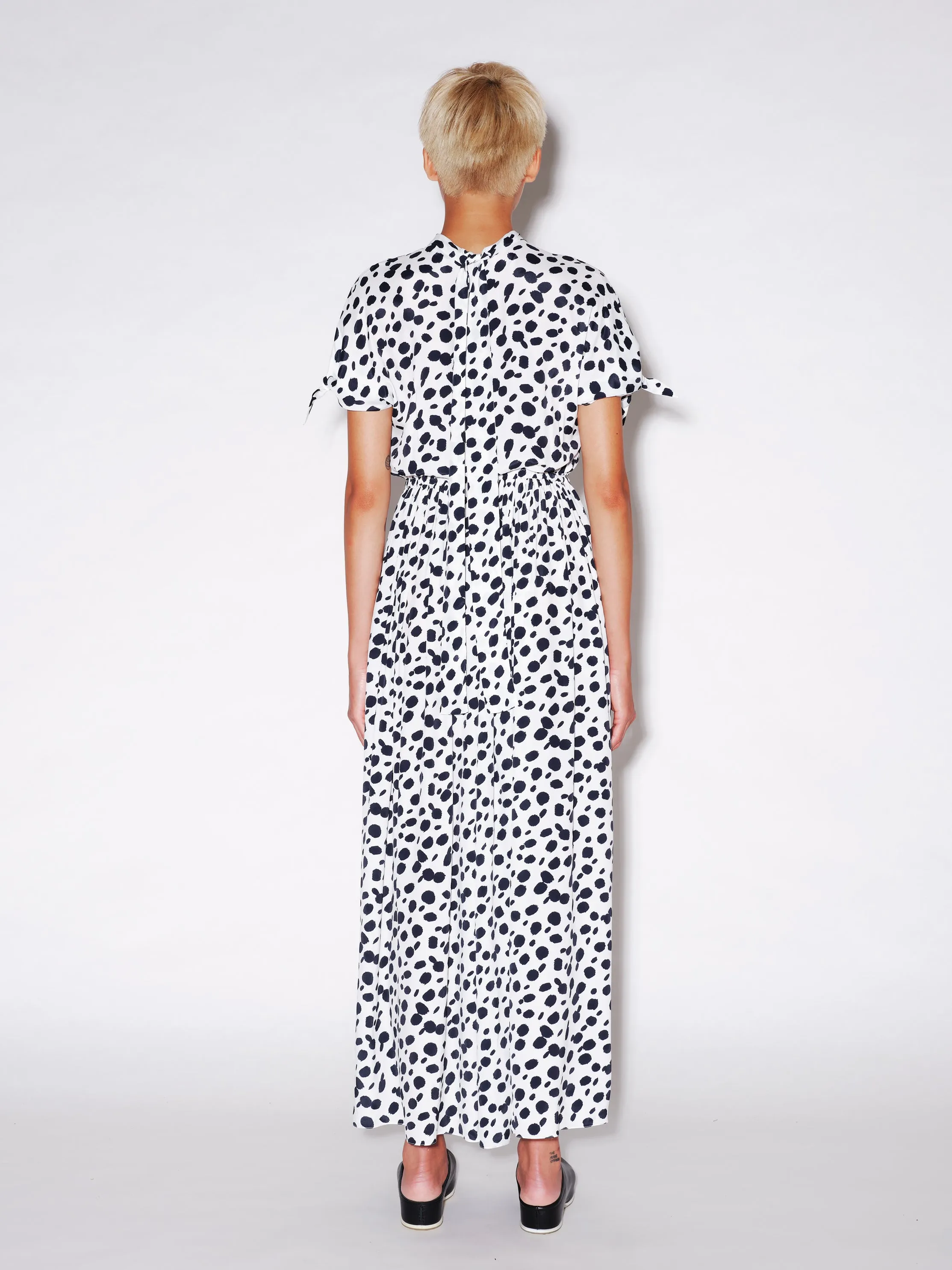 TWIST NECK TIE DRESS - ANIMAL POLKA DOT