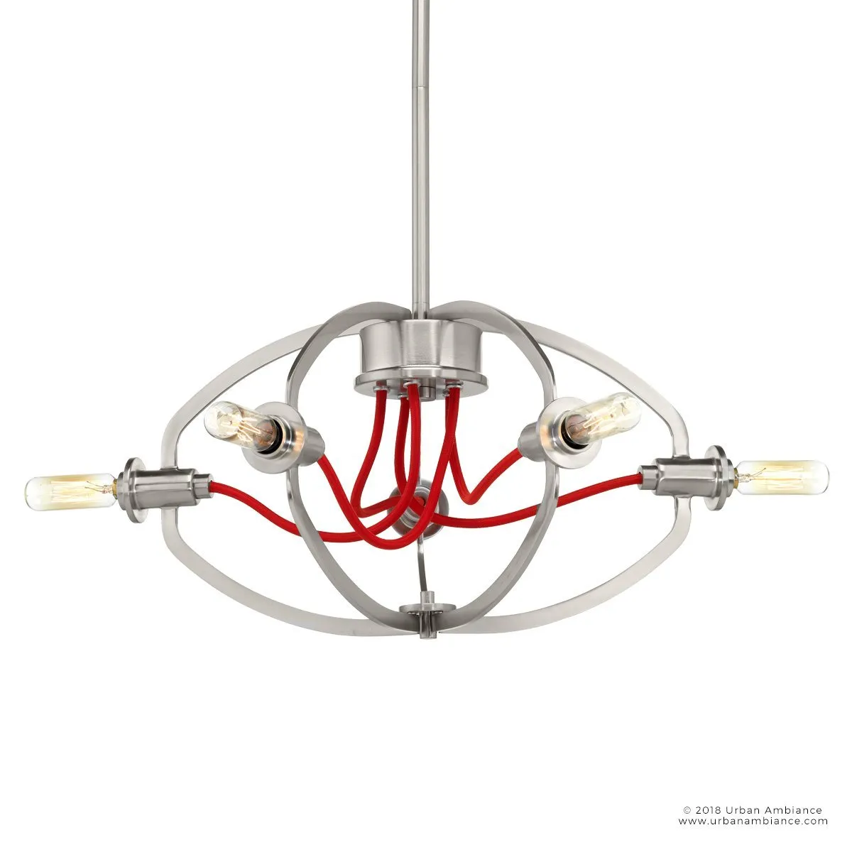 UHP2361 Luxe Industrial Chandelier, 9"H x 17-3/8"W, Brushed Nickel Finish, Le Mans Collection