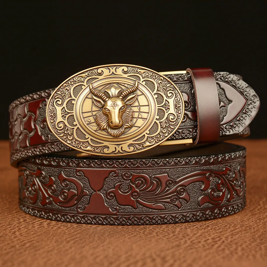 Various Design | Mens Leather Belt with Automatic Buckle Nickel Free Luxury Gift