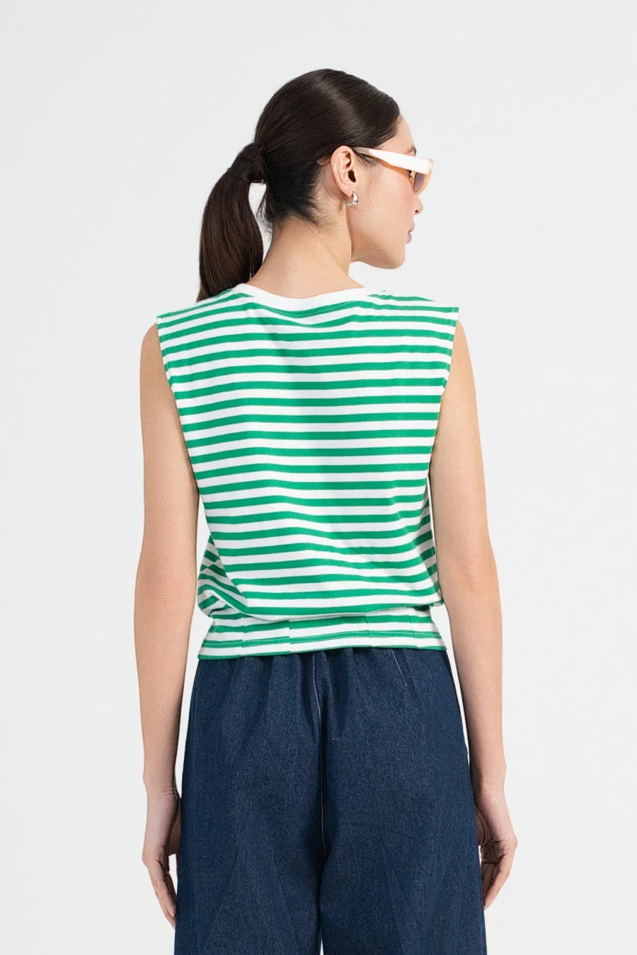 Verte Striped Tank in Spring Green