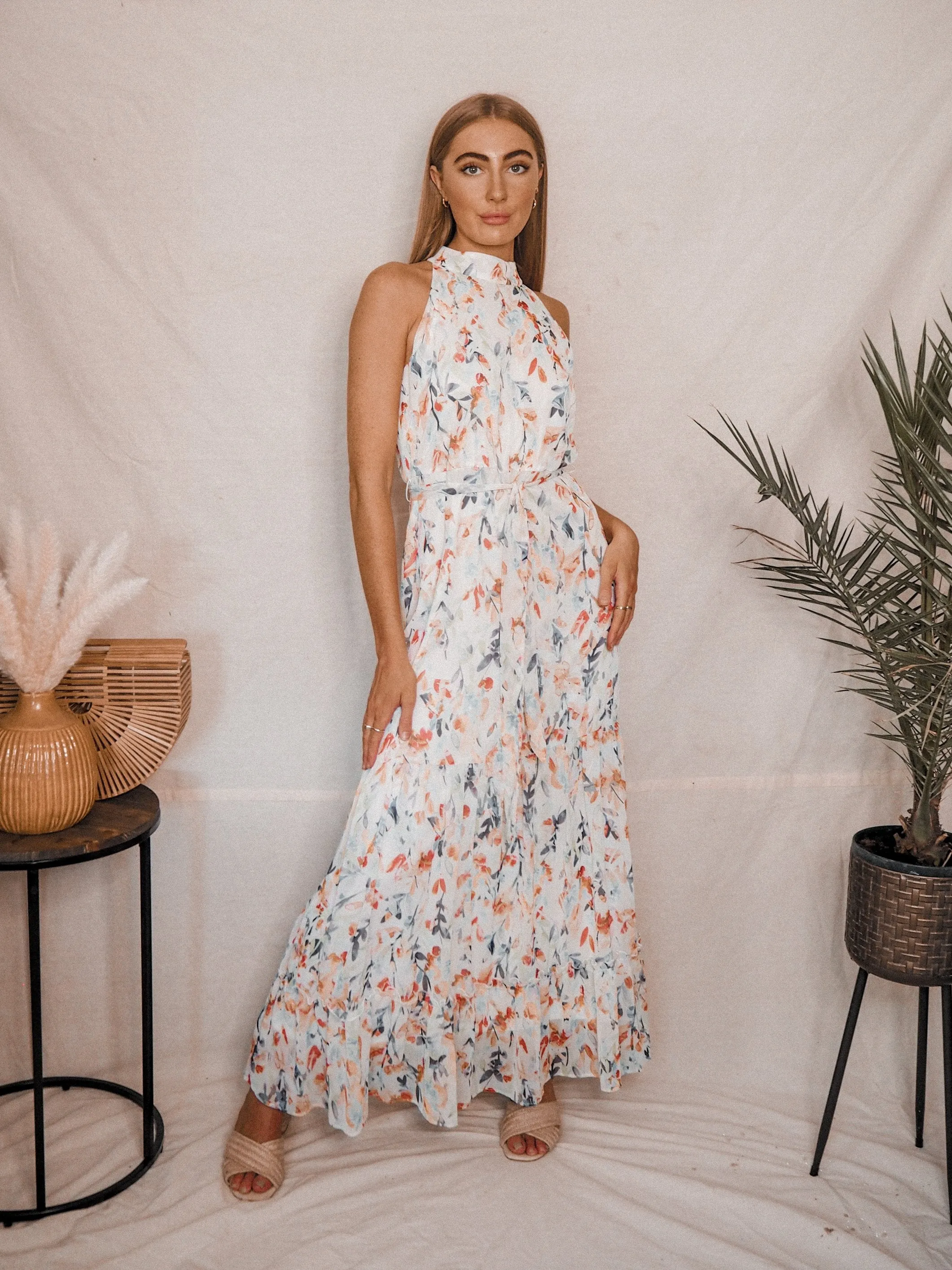 Willow High Neck Maxi Dress / Floral Print - As Seen On Sam Faiers