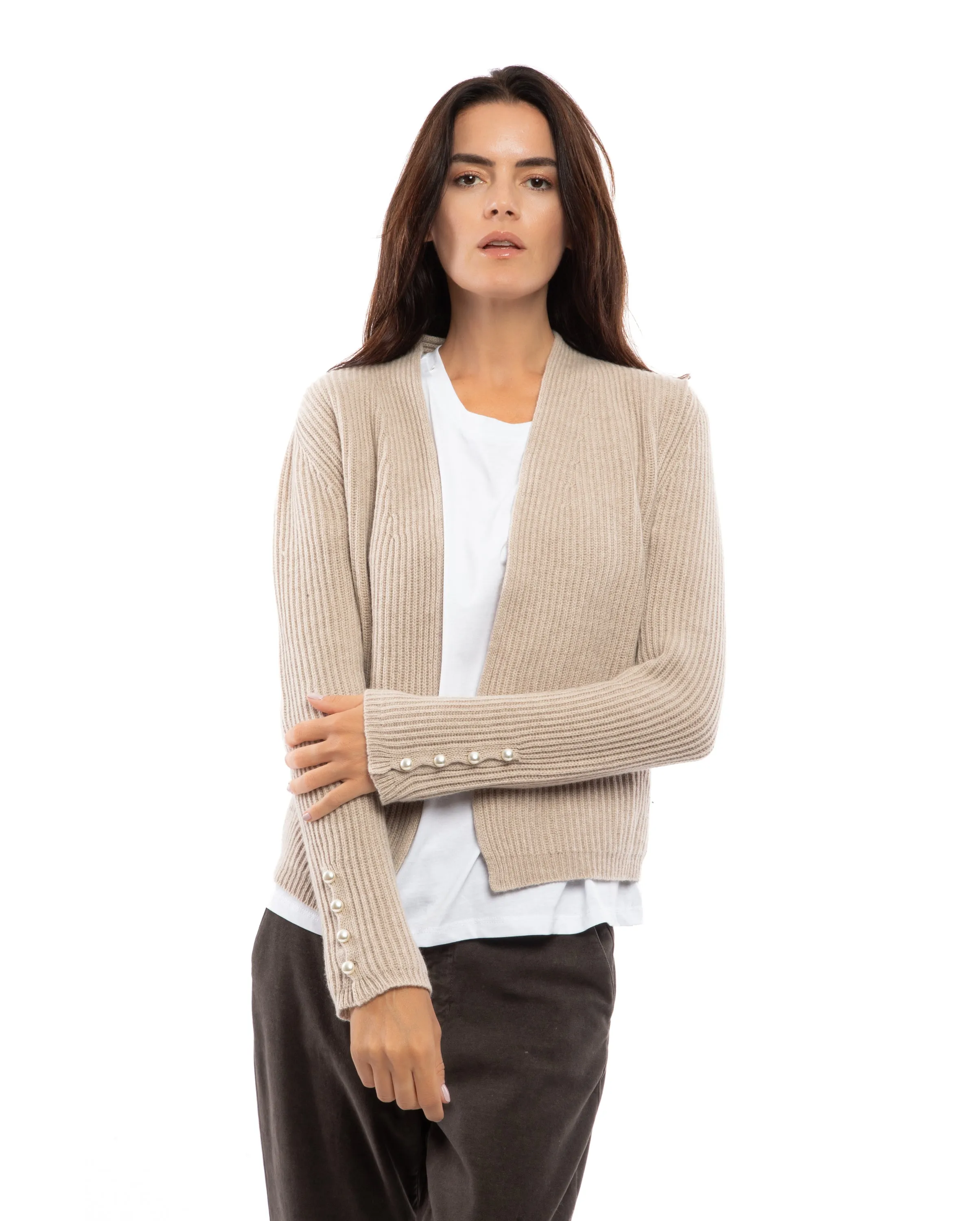 Women's Cashmere Fisherman's Rib Blazer Beige