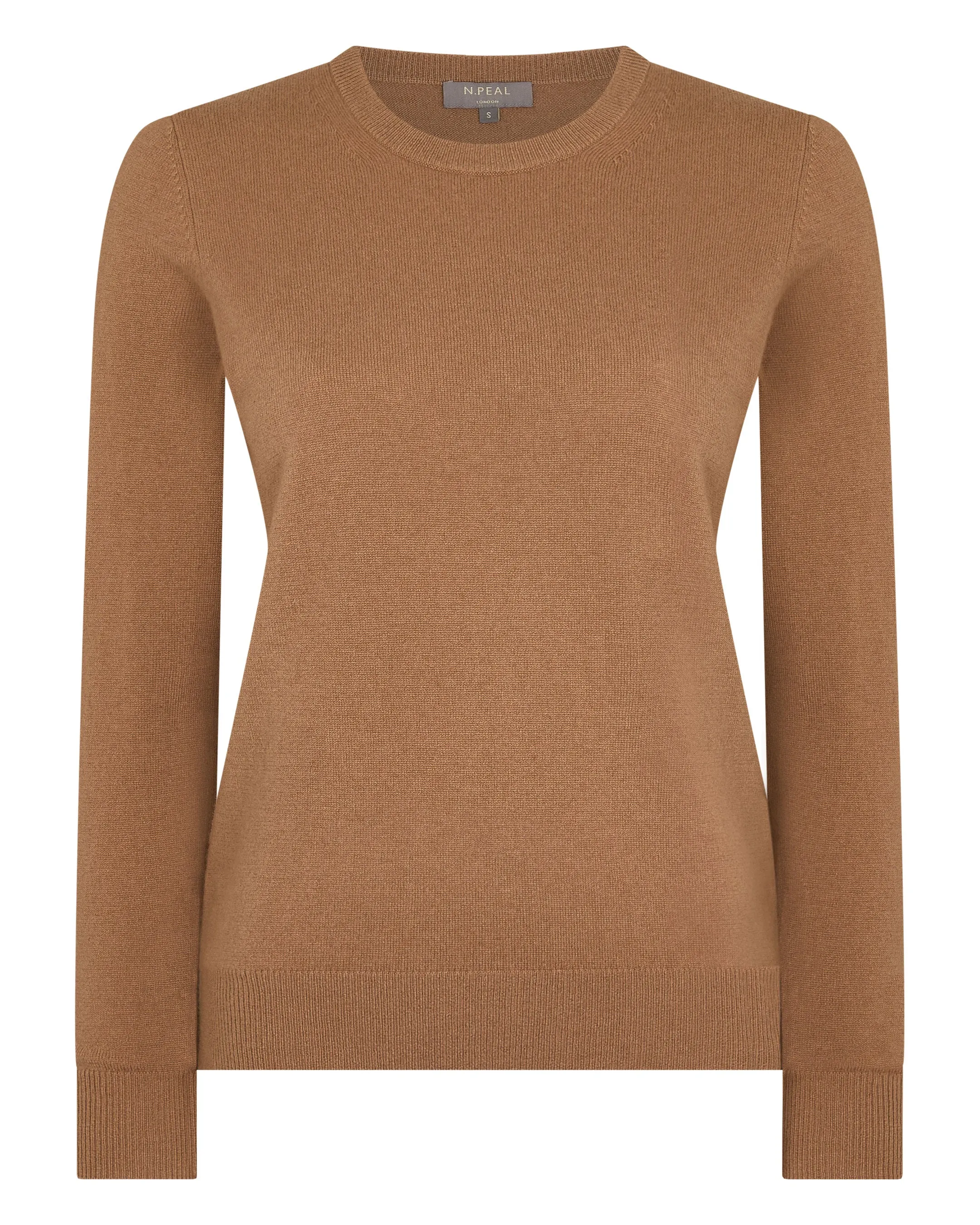 Women's Evie Classic Round Neck Cashmere Jumper Dark Camel Brown