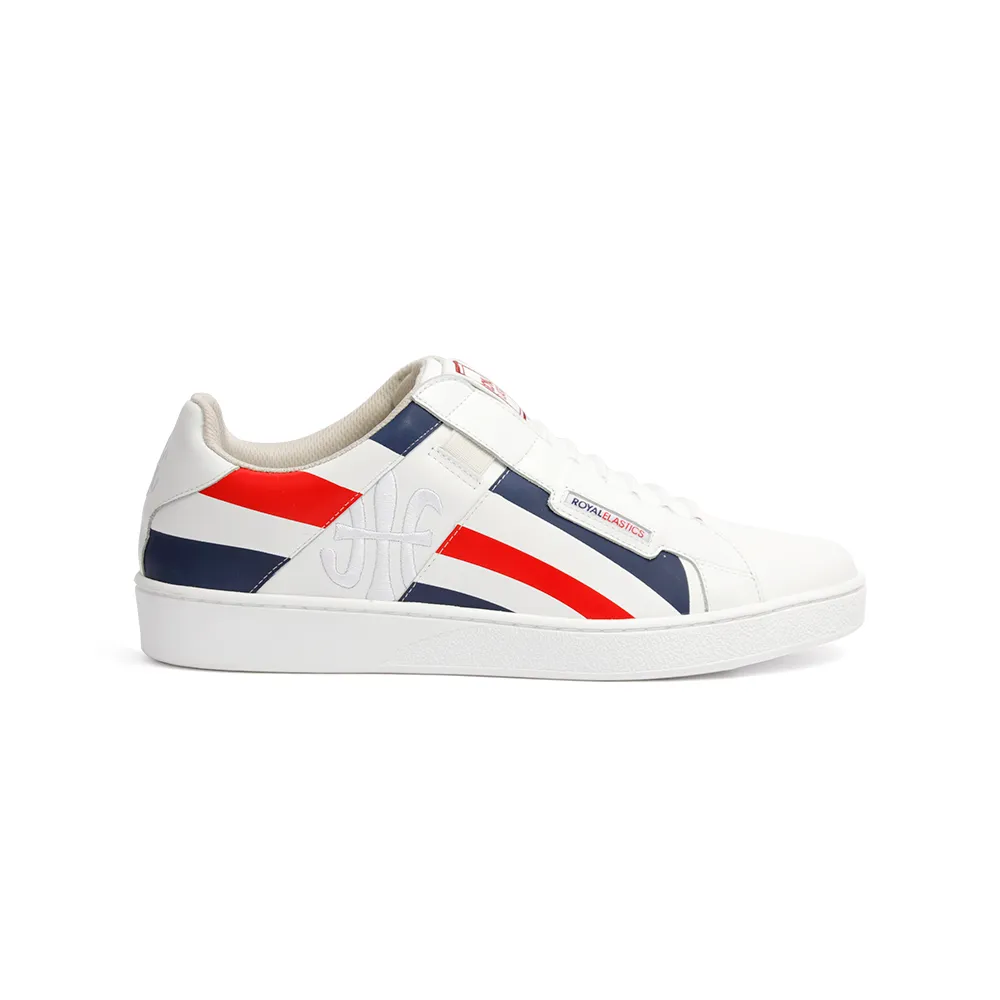 Women's Icon Cross White Blue Red Leather Sneakers 92993-150