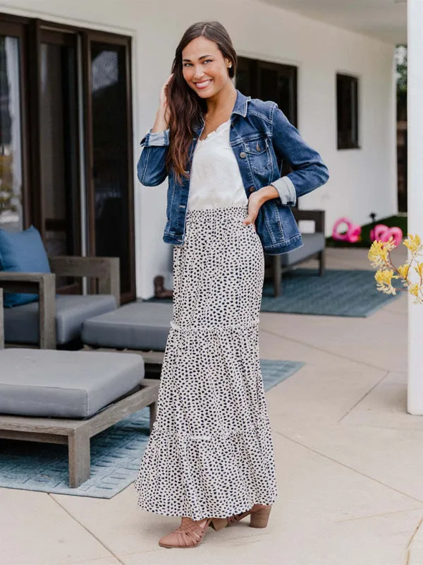 Women's Layered Print Maxi Skirt