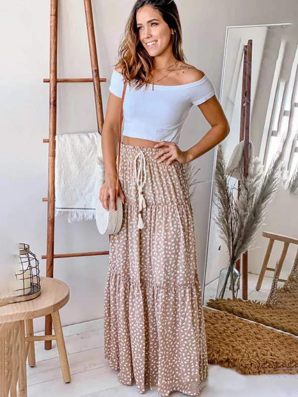 Women's Layered Print Maxi Skirt