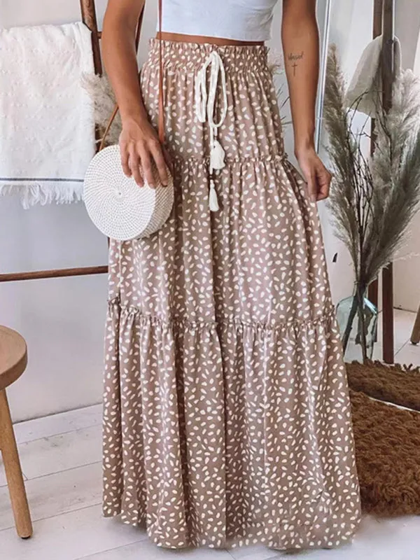 Women's Layered Print Maxi Skirt