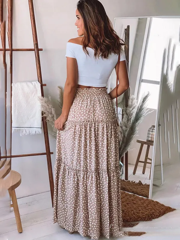 Women's Layered Print Maxi Skirt