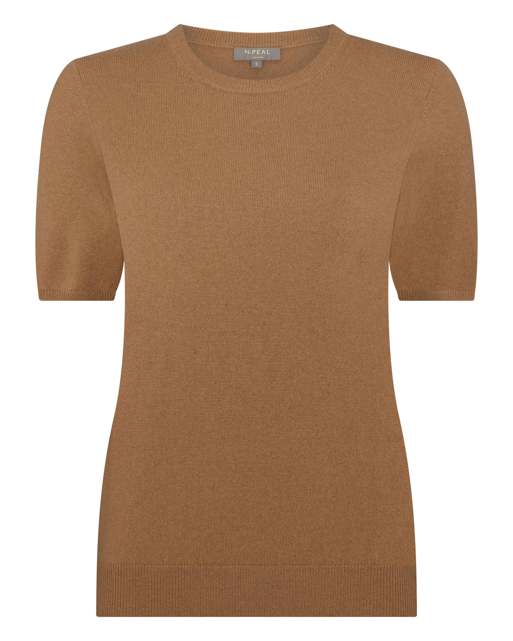 Women's Milly Classic Cashmere T-Shirt Dark Camel Brown