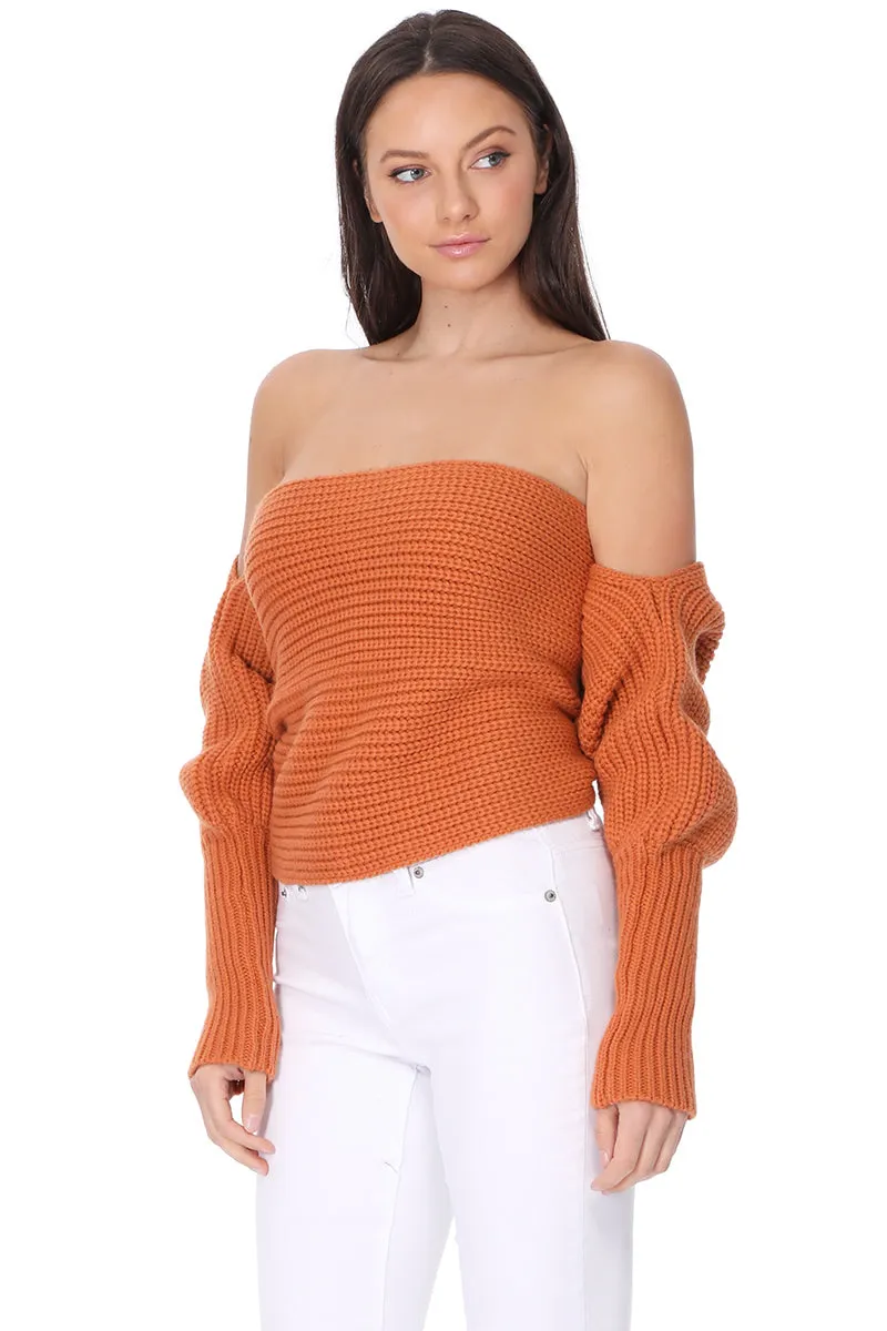 YEMAK Sexy Off The Shoulder Long Sleeve Wrap Sweater Shawl With Sleeve KC003